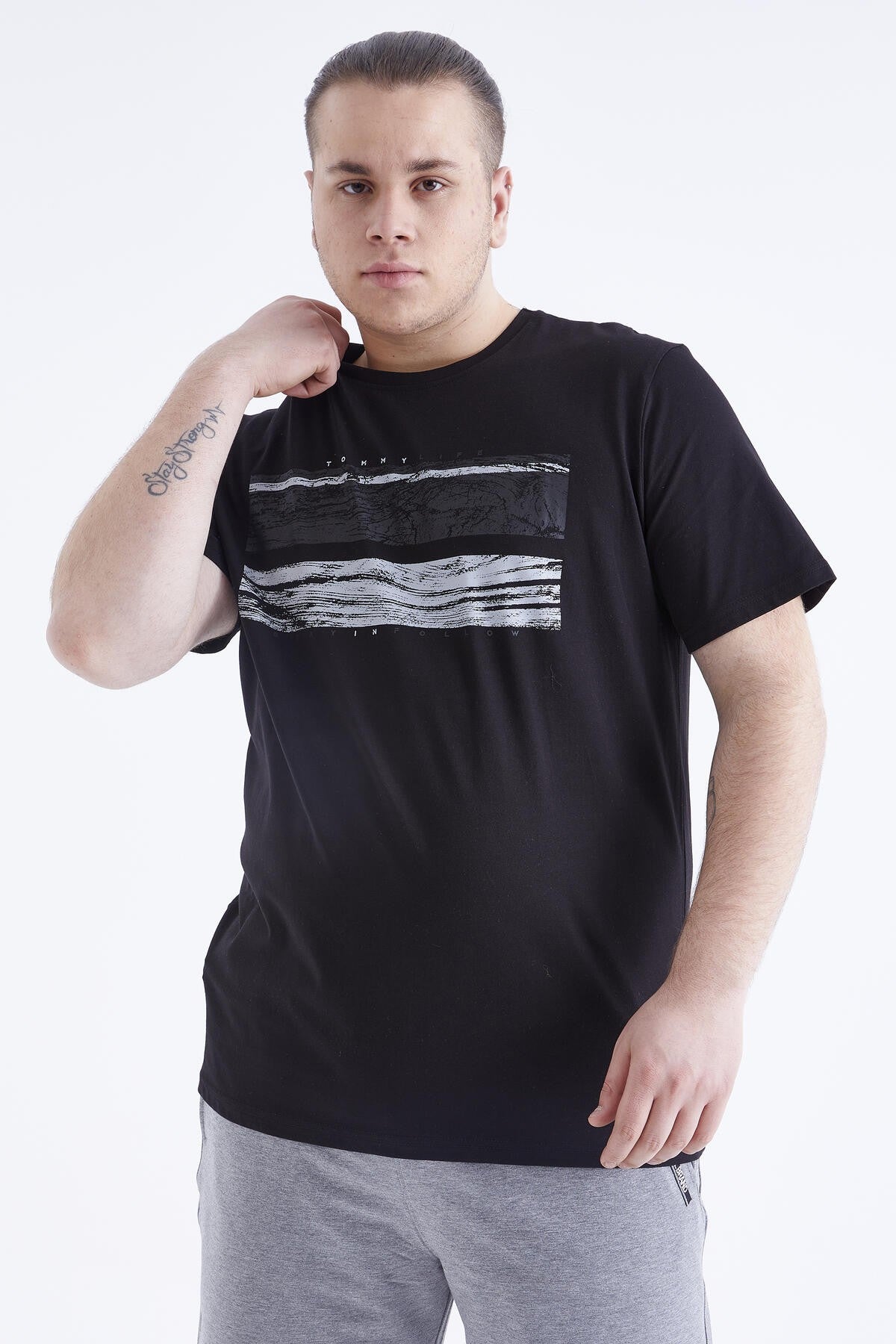 <tc>T-shirt homme grande taille à col rond imprimé - 88073</tc>