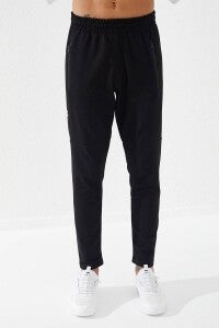 <tc>Pantalon de survêtement homme noir et blanc avec imprimé "AIR", poches zippées, slim fit et jambes étroites - 84781</tc>