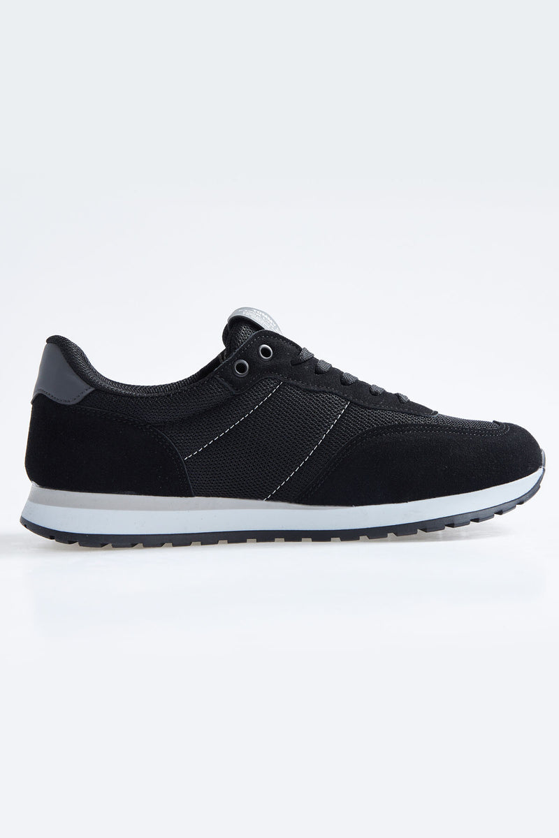 Baskets Homme en Suédine avec Empiècements Respirants – Chaussures Sportives à Lacets Confortables