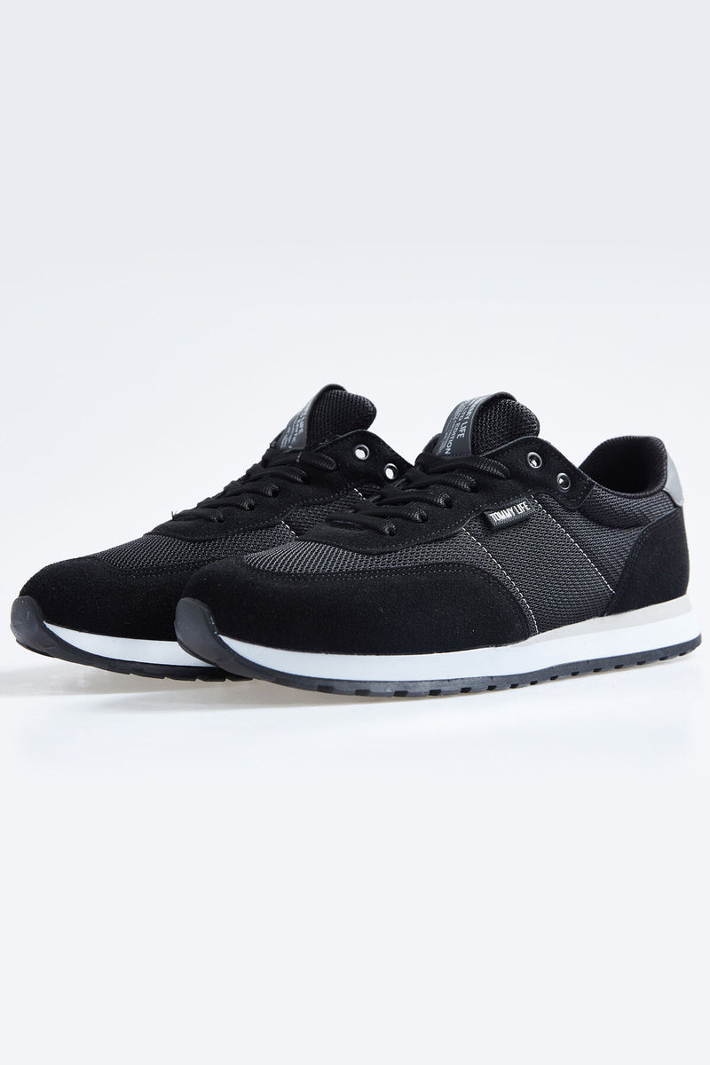 Baskets Homme en Suédine avec Empiècements Respirants – Chaussures Sportives à Lacets Confortables