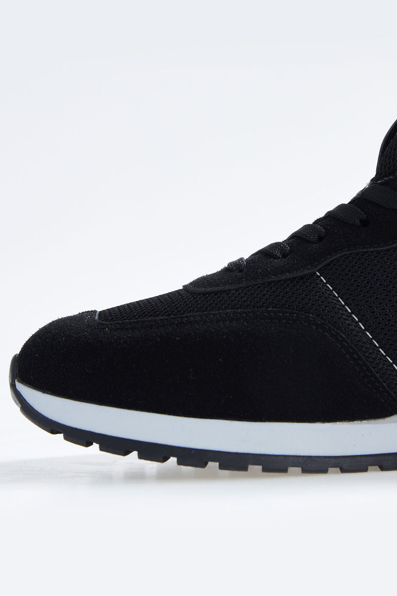 Baskets Homme en Suédine avec Empiècements Respirants – Chaussures Sportives à Lacets Confortables