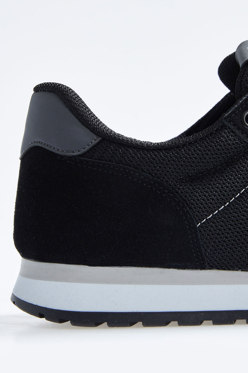 Baskets Homme en Suédine avec Empiècements Respirants – Chaussures Sportives à Lacets Confortables