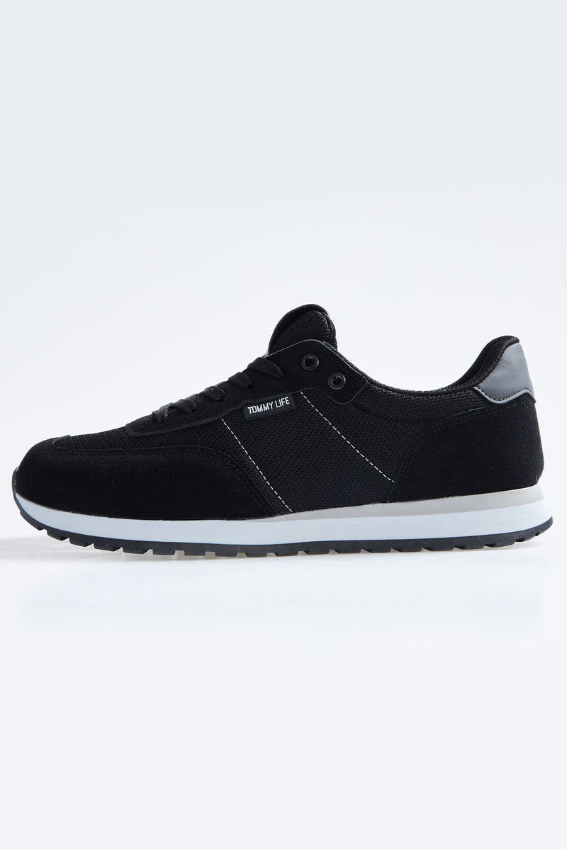Baskets Homme en Suédine avec Empiècements Respirants – Chaussures Sportives à Lacets Confortables