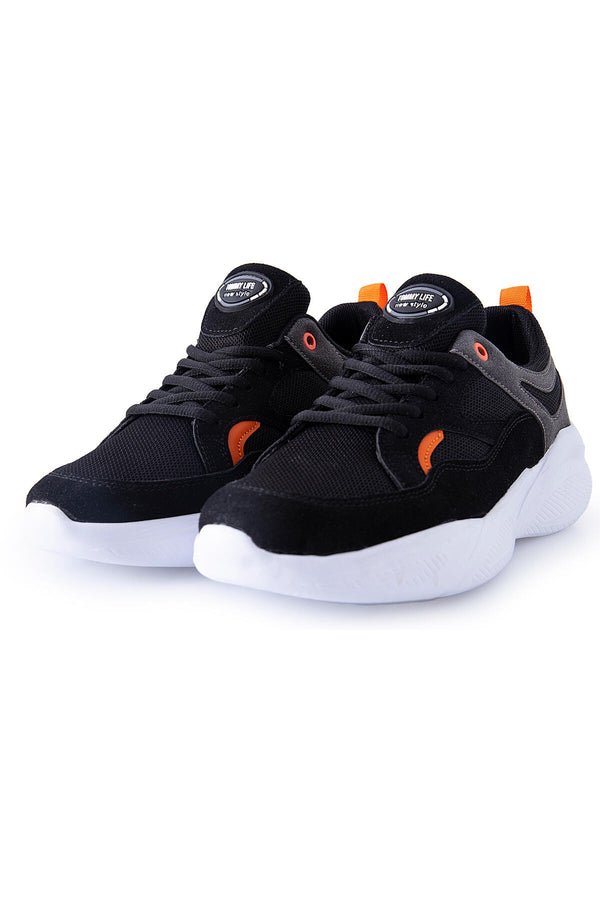 çift renkli bağcikli yüksek taban erkek spor ayakkabi - 89097 - Justyol