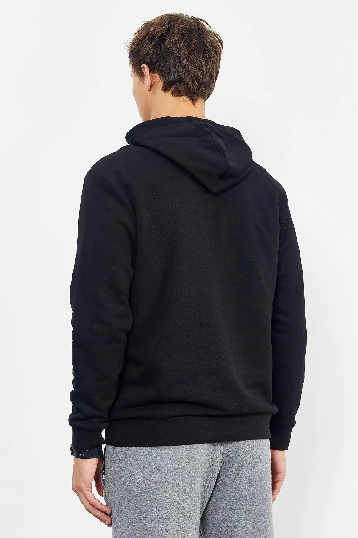 baskili kapüşonlu kanguru cep rahat form erkek sweatshirt - 88019 - Justyol