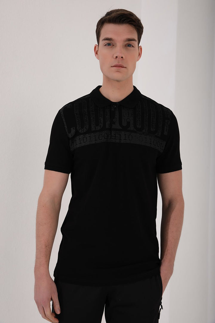 Polo Homme à Imprimé Typographique Effet Vintage – Coupe Regular