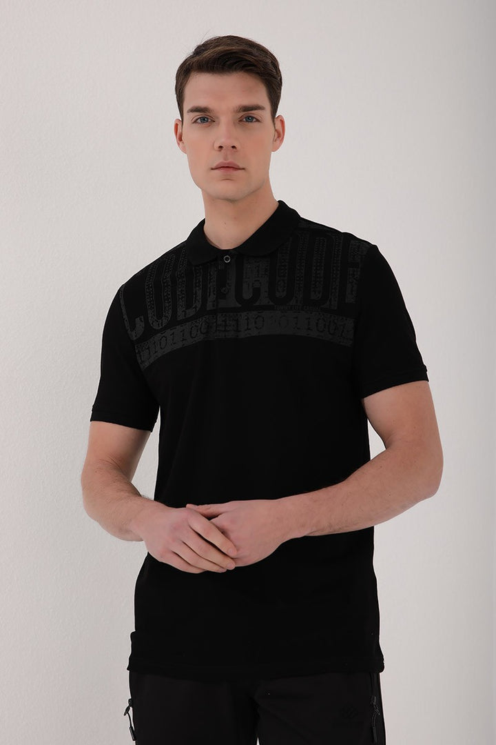 Polo Homme à Imprimé Typographique Effet Vintage – Coupe Regular