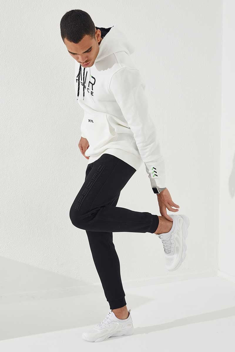 <tc>Pantalon de jogging pour homme à coupe ajustée avec poches zippées et broderie texte - 84785</tc>