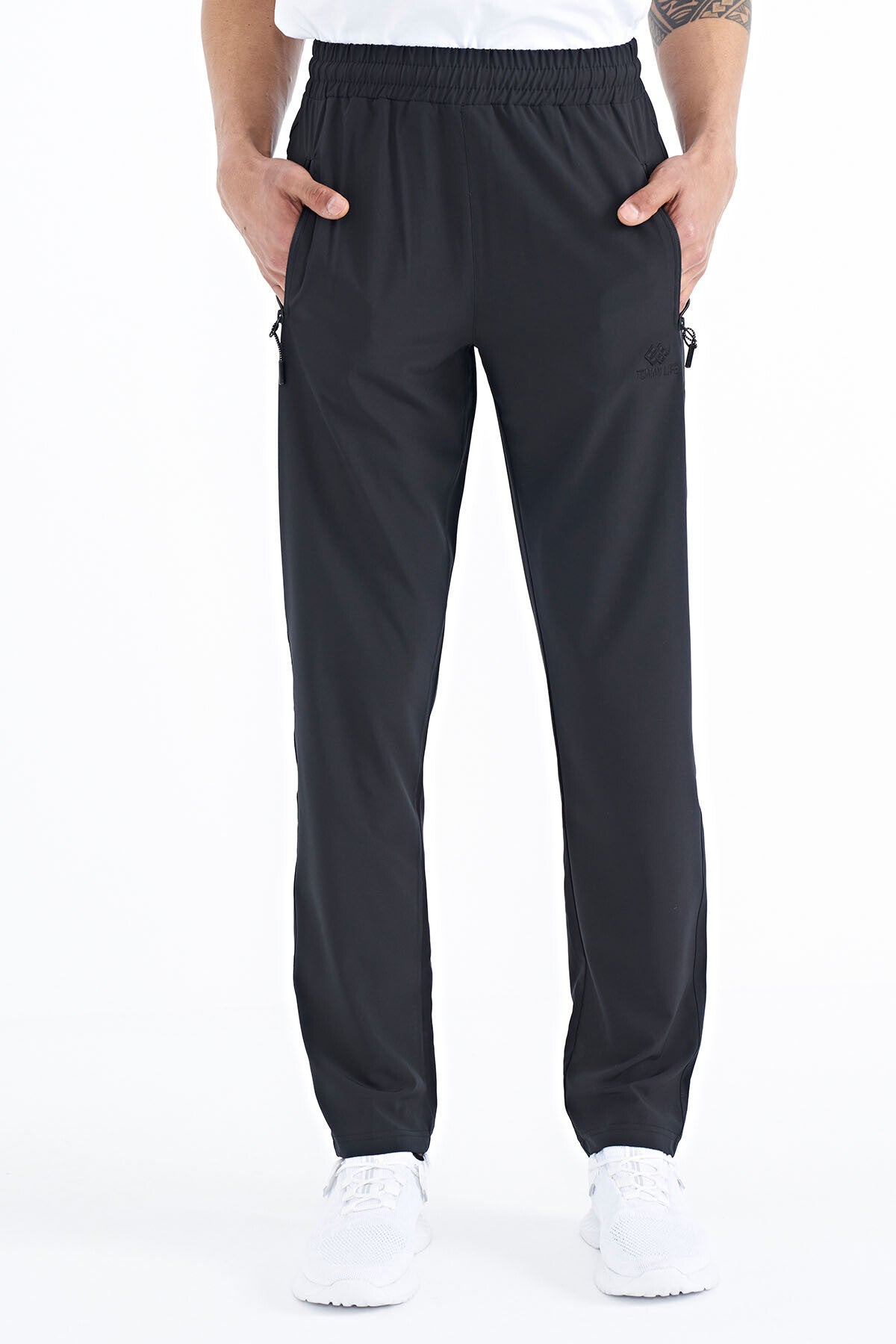 erkek fermuarli üç cepli standart kalip klasik paça eşofman alt - 84768 - Justyol