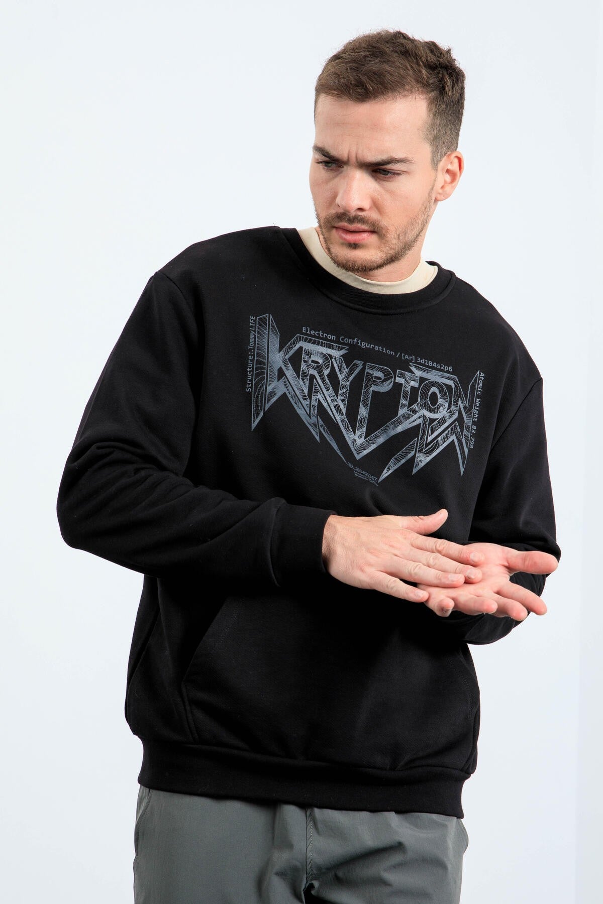 sweatshirt confortable à col rond et imprimé pour homme - 88037