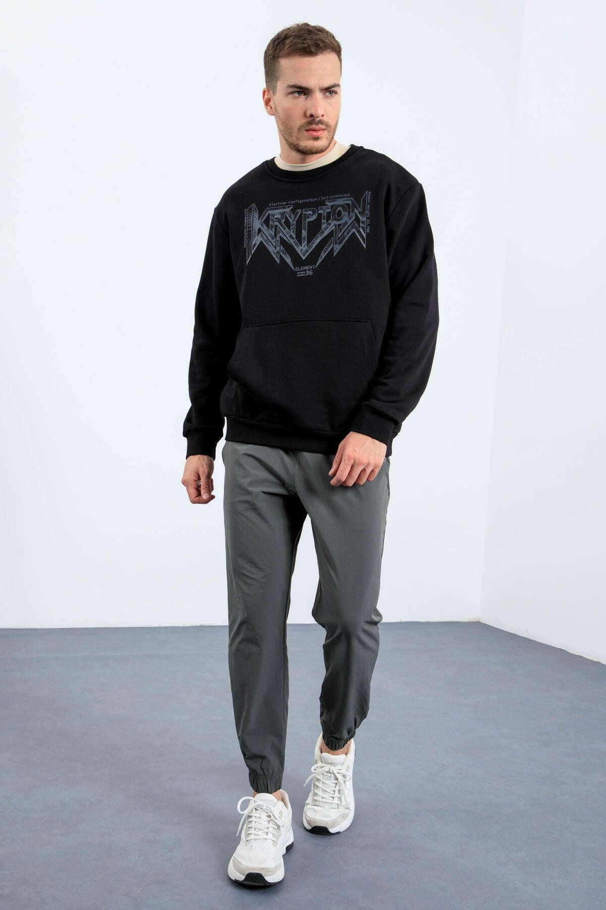 sweatshirt confortable à col rond et imprimé pour homme - 88037