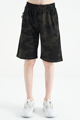 <tc>Short pour garçon avec motif camouflage, poches zippées, coupe standard - 11163</tc>