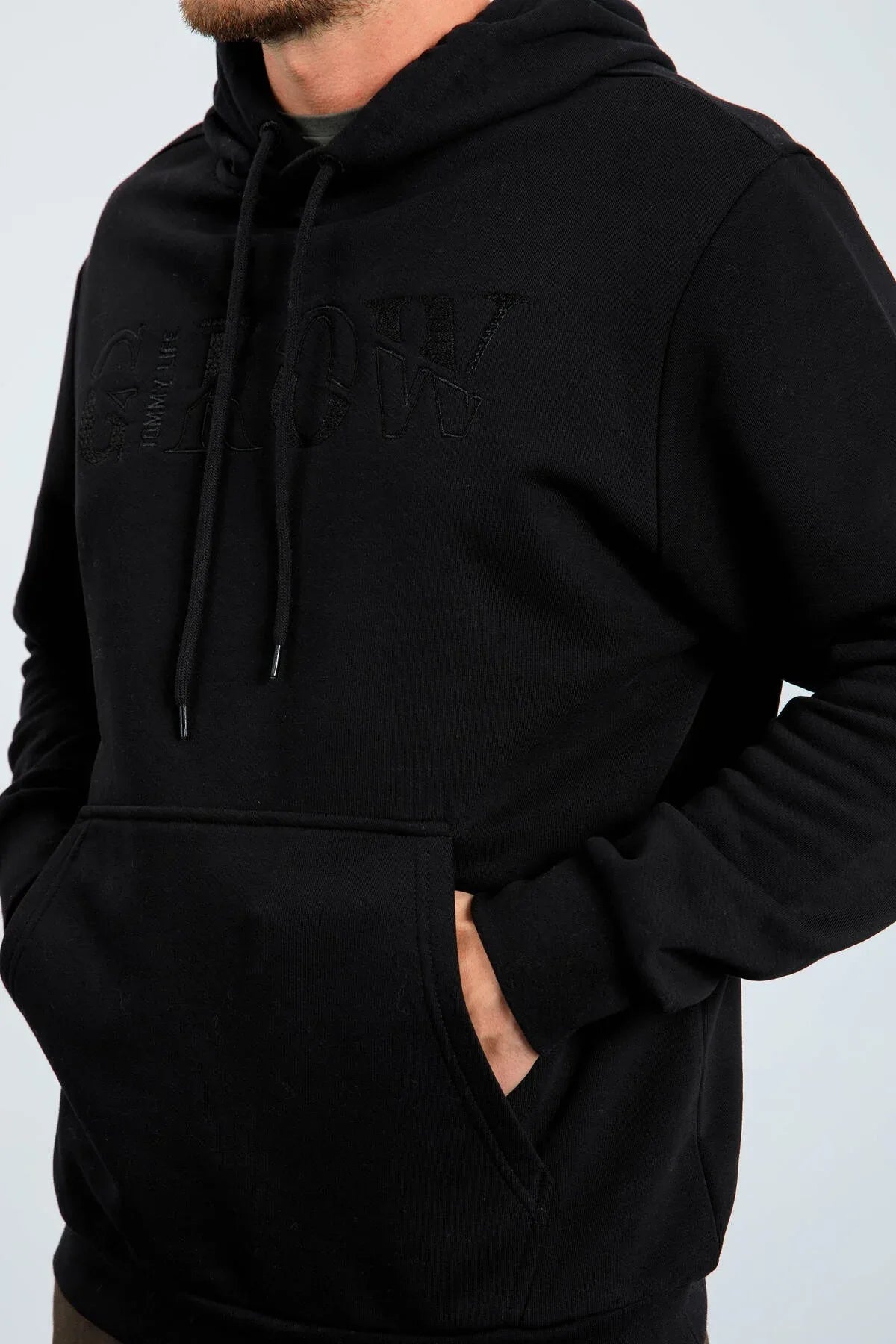 Sweat à capuche homme brodé coupe confortable - 88040 - Justyol