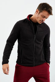 iki renkli fermuarli dik yaka standart kalip erkek sweatshirt polar - 87994 - Justyol