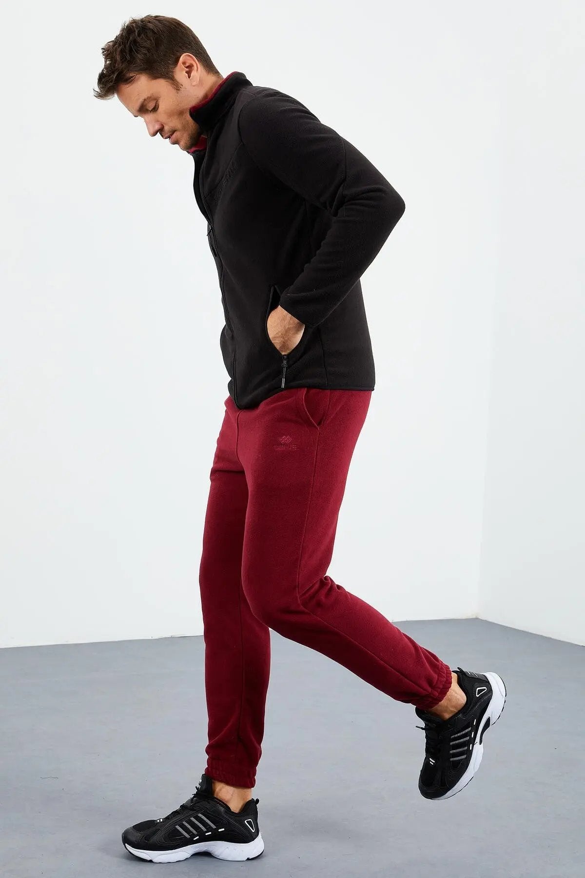 iki renkli fermuarli dik yaka standart kalip erkek sweatshirt polar - 87994 - Justyol
