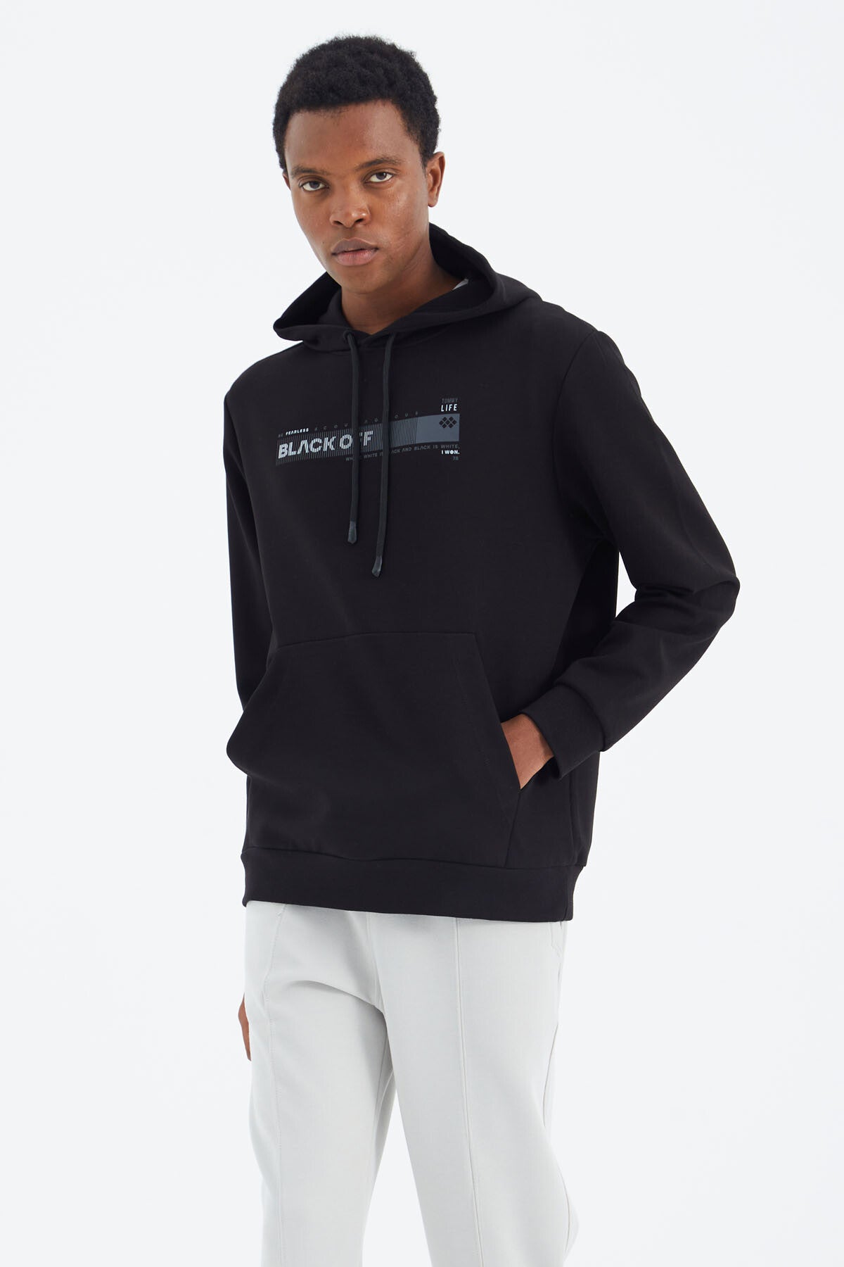 <tc>Sweatshirt homme à capuche avec cordon et impression, coupe confortable - 88287</tc>