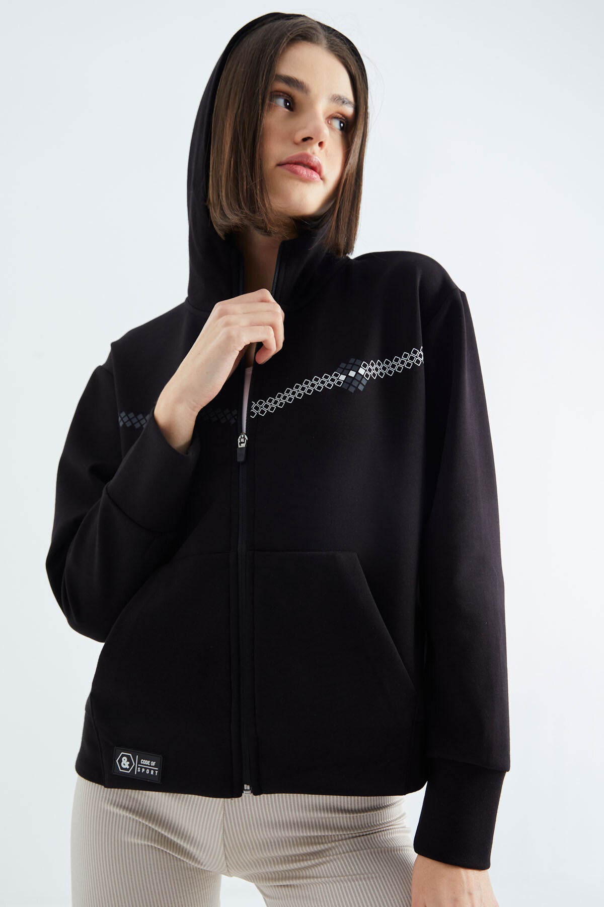 <tc>Sweatshirt femme à capuche et fermeture éclair - 97277</tc>