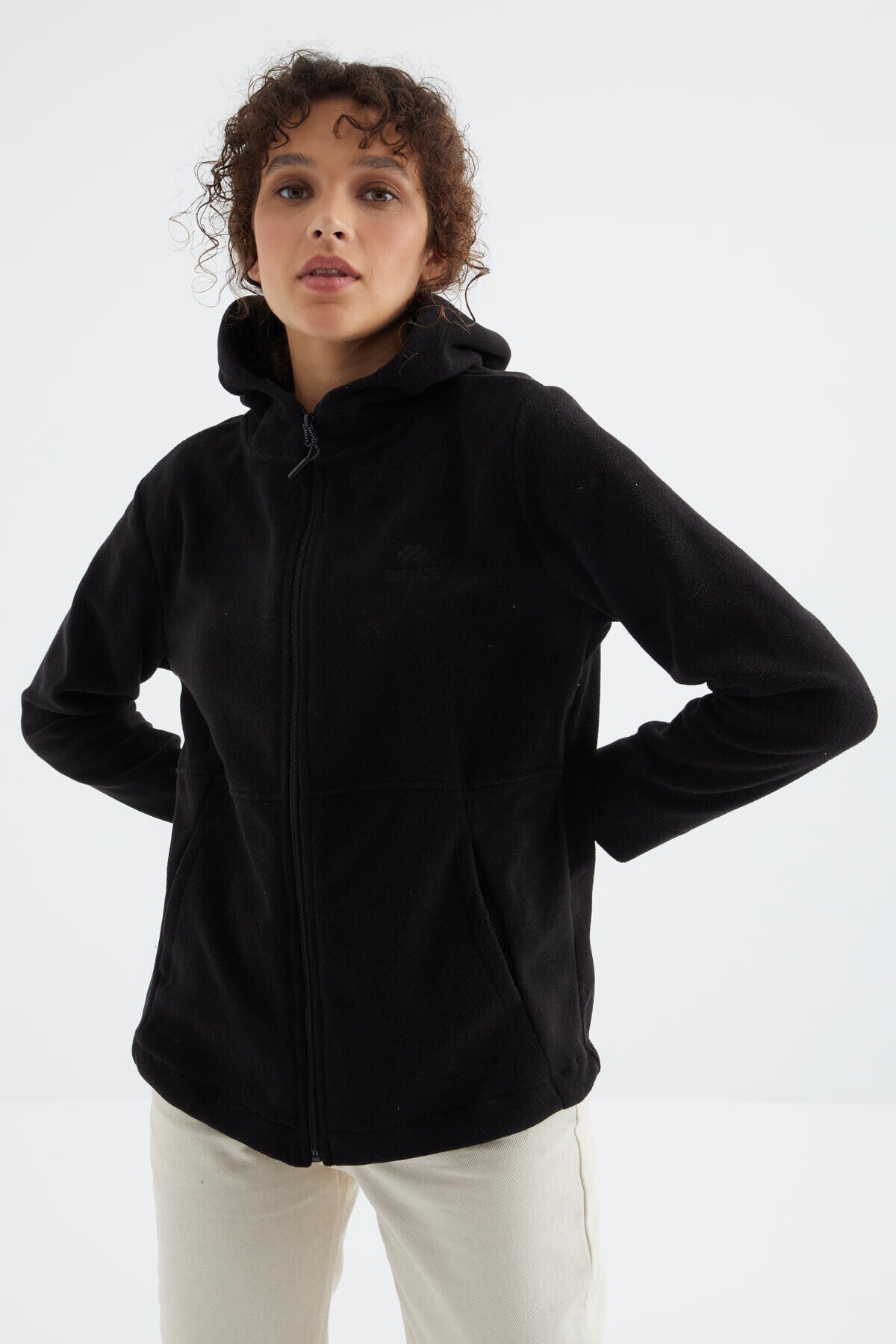 <tc>Sweatshirt polaire femme à capuche et fermeture éclair, coupe décontractée - 97233</tc>