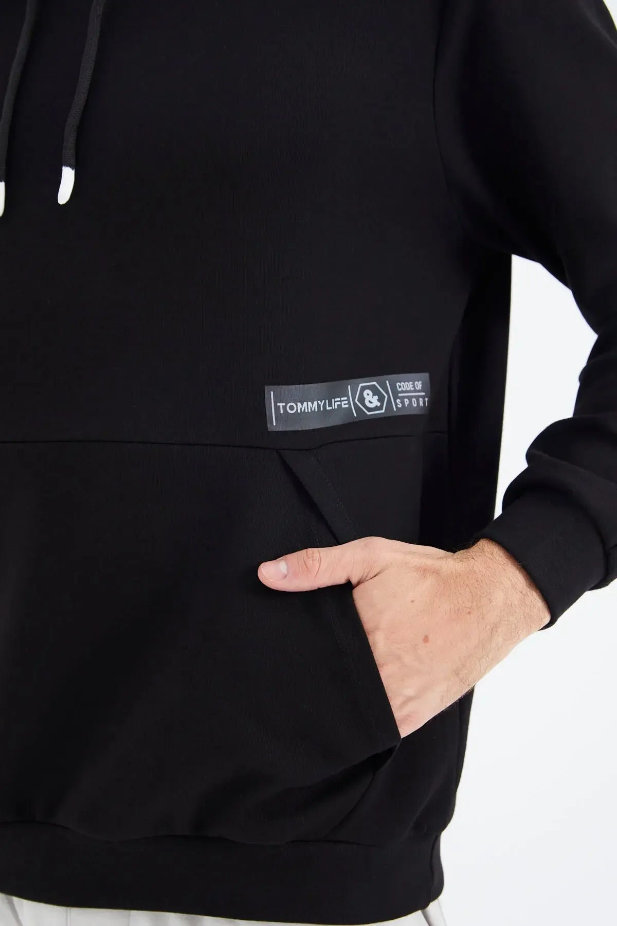 gri melanj kapüşonlu gizli cep detayli rahat kalip erkek sweatshirt - 88282 - Justyol