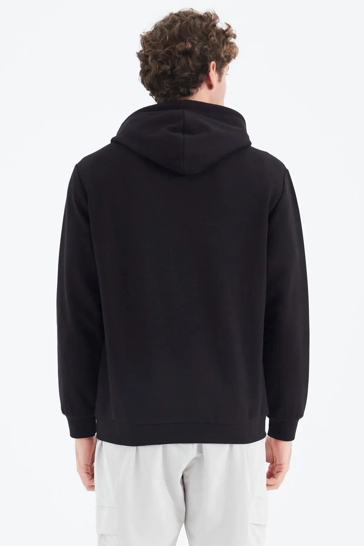 gri melanj kapüşonlu gizli cep detayli rahat kalip erkek sweatshirt - 88282 - Justyol