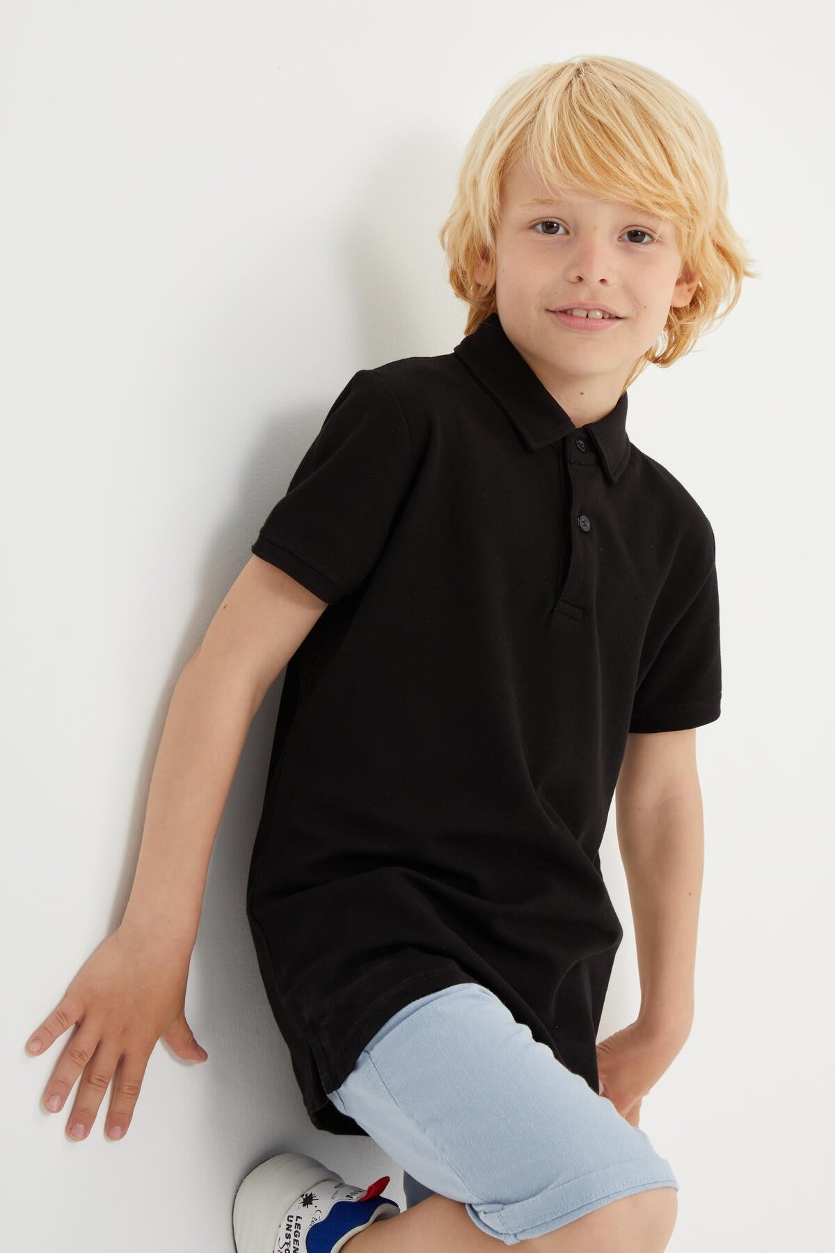 <tc>T-shirt garçon à col polo classique à manches courtes - 10962</tc>