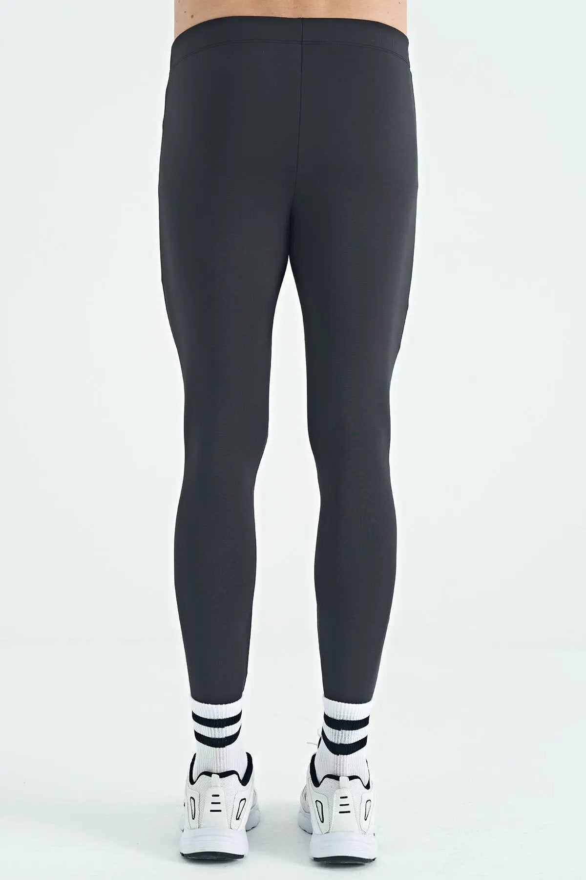logo baskili yüksel bel slim fit aktif spor erkek tayt - 84989 - Justyol