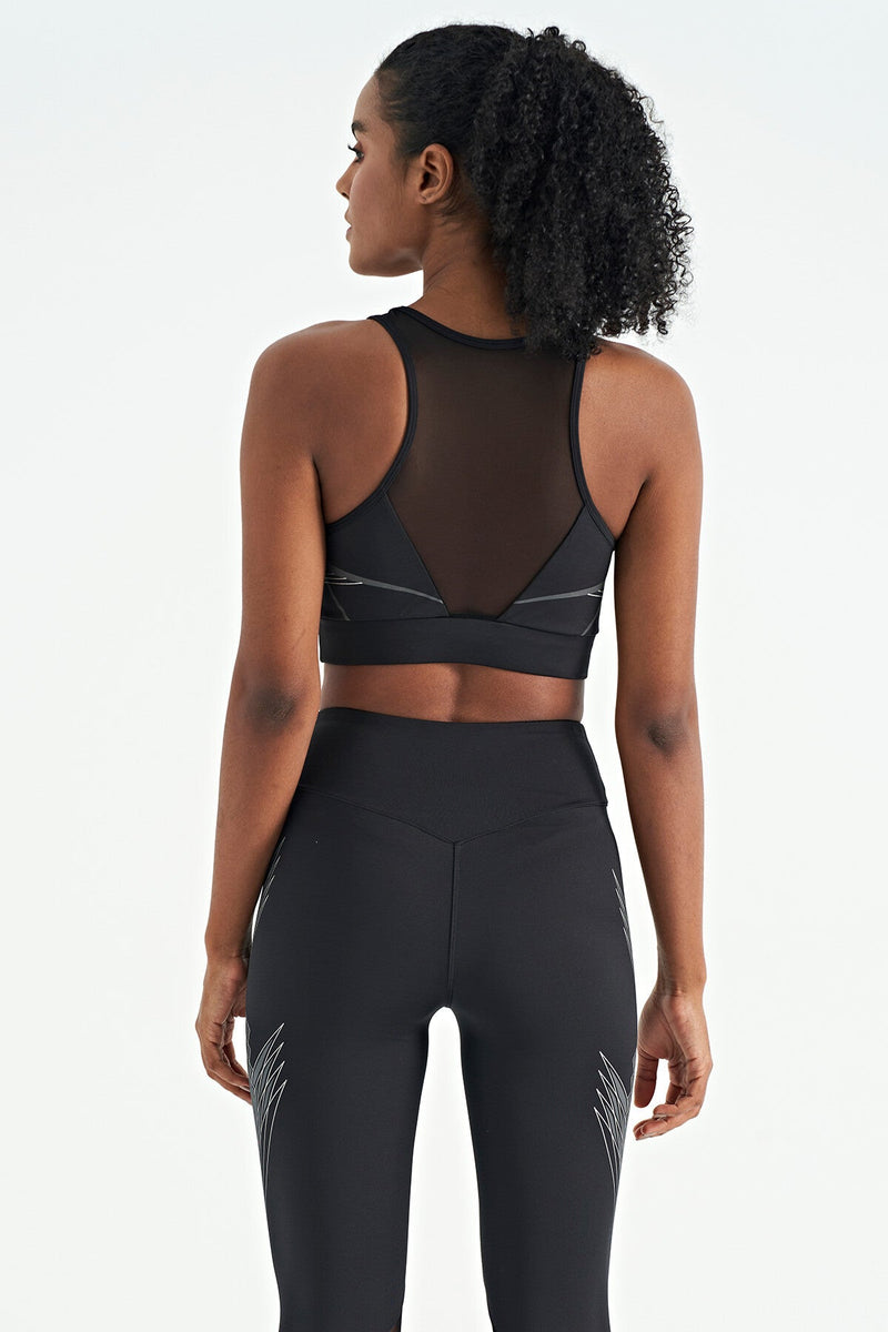 Soutien-gorge de sport femme à imprimé avant et arrière, coupe ajustée, décolleté en U