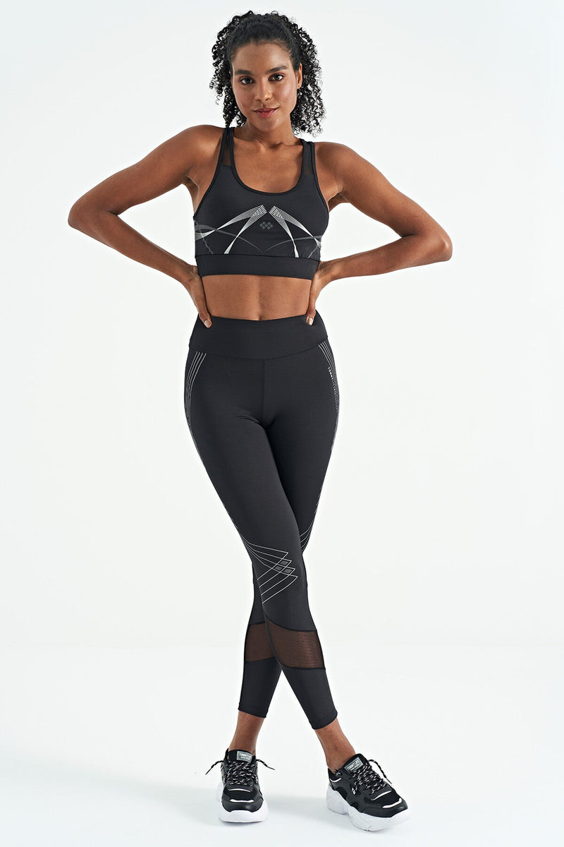 Soutien-gorge de sport femme à imprimé avant et arrière, coupe ajustée, décolleté en U