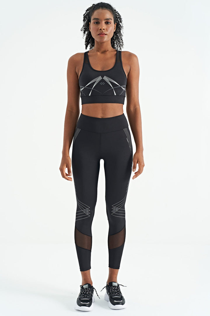 Soutien-gorge de sport femme à imprimé avant et arrière, coupe ajustée, décolleté en U