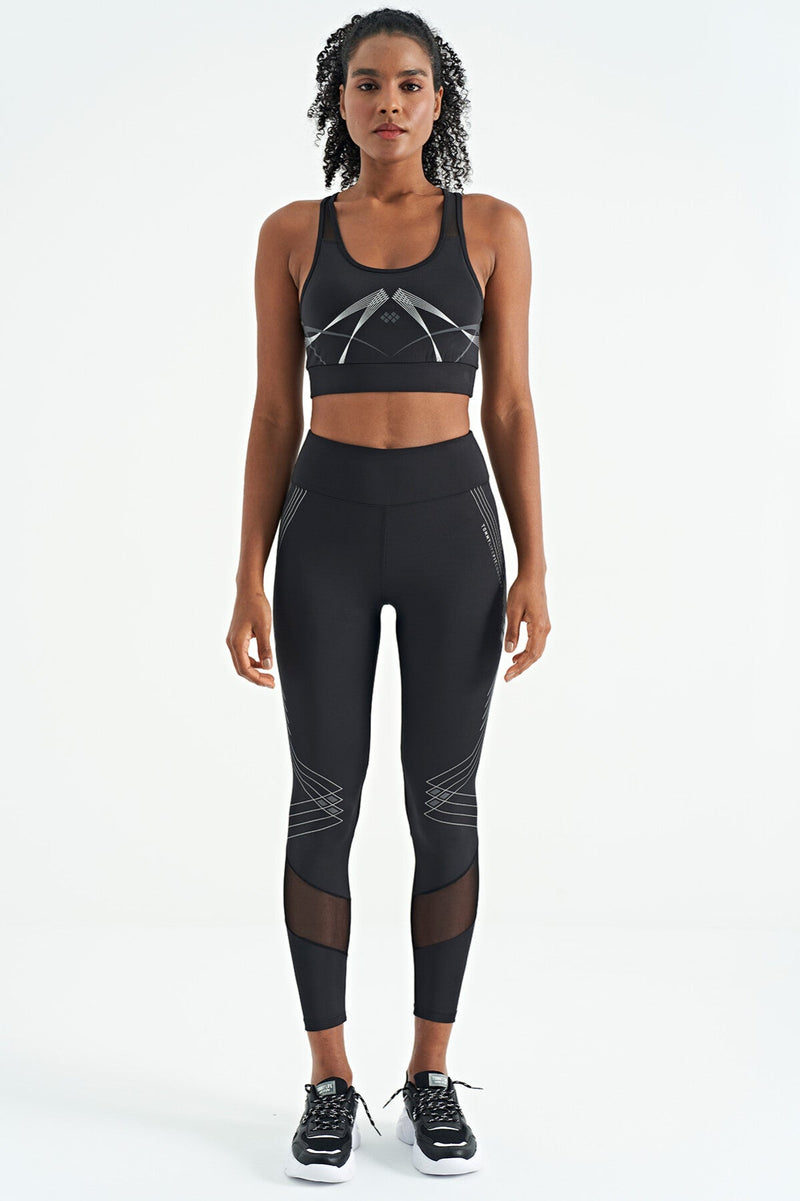 Soutien-gorge de sport femme à imprimé avant et arrière, coupe ajustée, décolleté en U