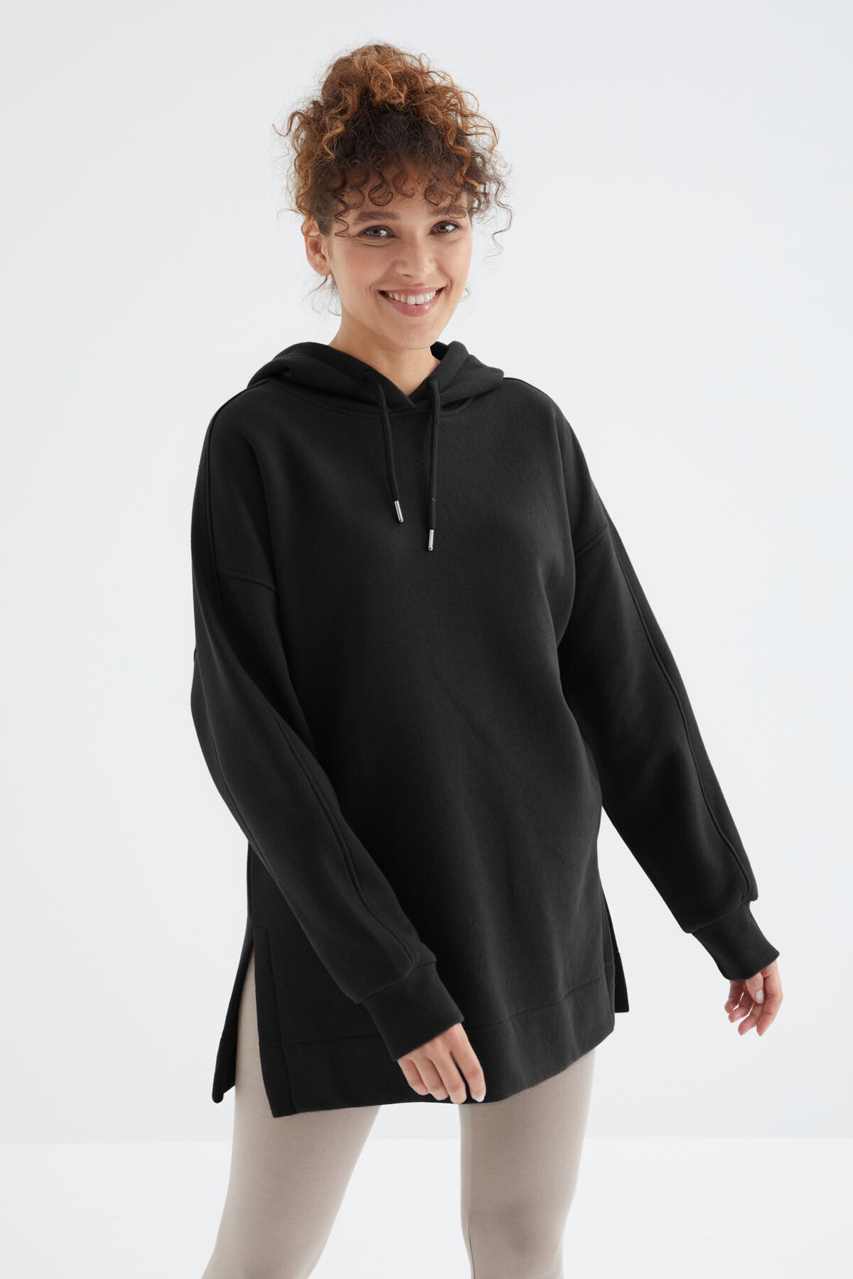 reglan kol basic kapüşonlu oversize tunik - 97242