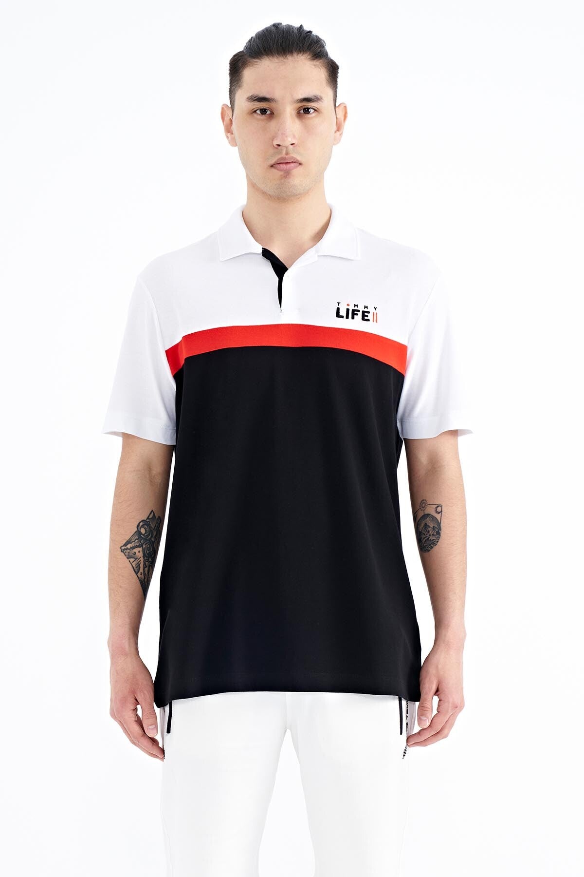 <tc>T-shirt pour homme à col polo avec dégradé de couleurs, coupe standard - 88238</tc>