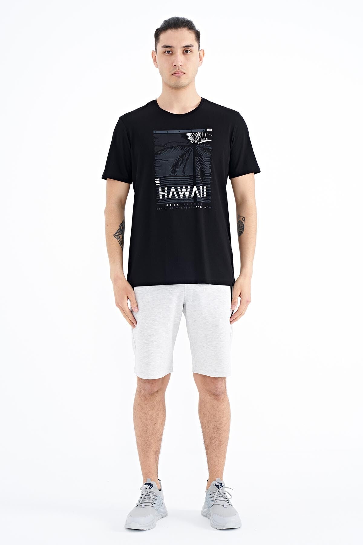 <tc>T-shirt pour homme à col rond, à coupe standard, avec impression de slogan - 88190</tc>