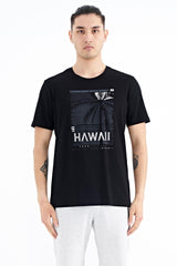 <tc>T-shirt pour homme à col rond, à coupe standard, avec impression de slogan - 88190</tc>