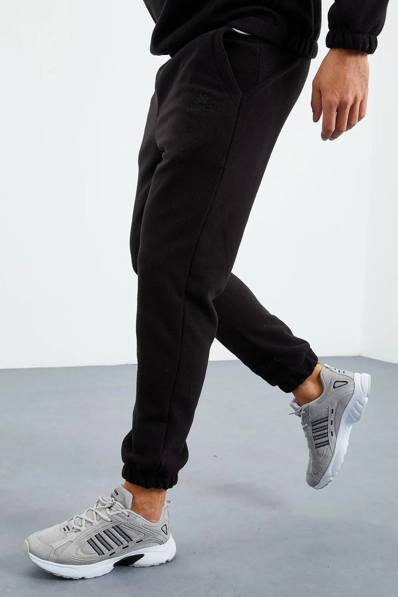 Ensemble de survêtement pour homme en polaire à demi-fermeture éclair, col montant et bas de pantalon élastiqués - 85159