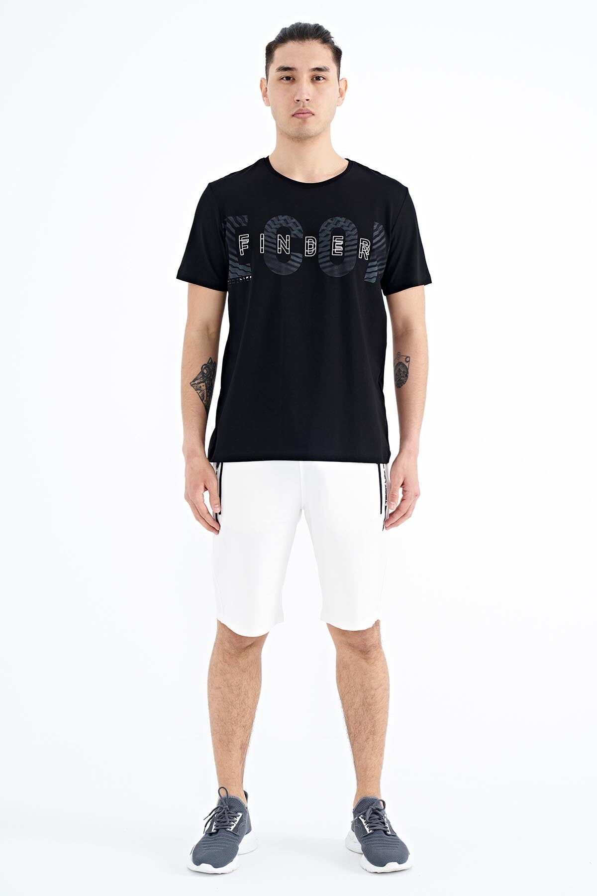 <tc>T-shirt pour homme à col rond, coupe standard, avec détails d'imprimé de texte - 88187</tc>