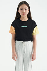 <tc>T-shirt fille oversize à col rond, avec impression et épaules tombantes - 75130</tc>