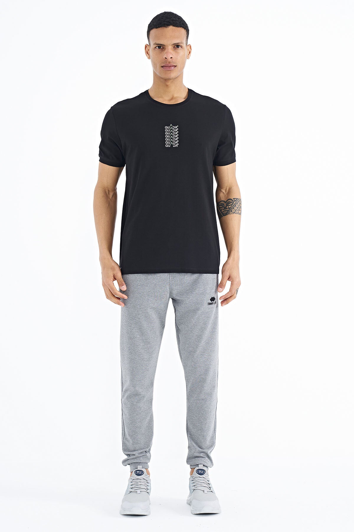 <tc>T-shirt pour homme à col rond, coupe standard, avec imprimé de texte - 88169</tc>