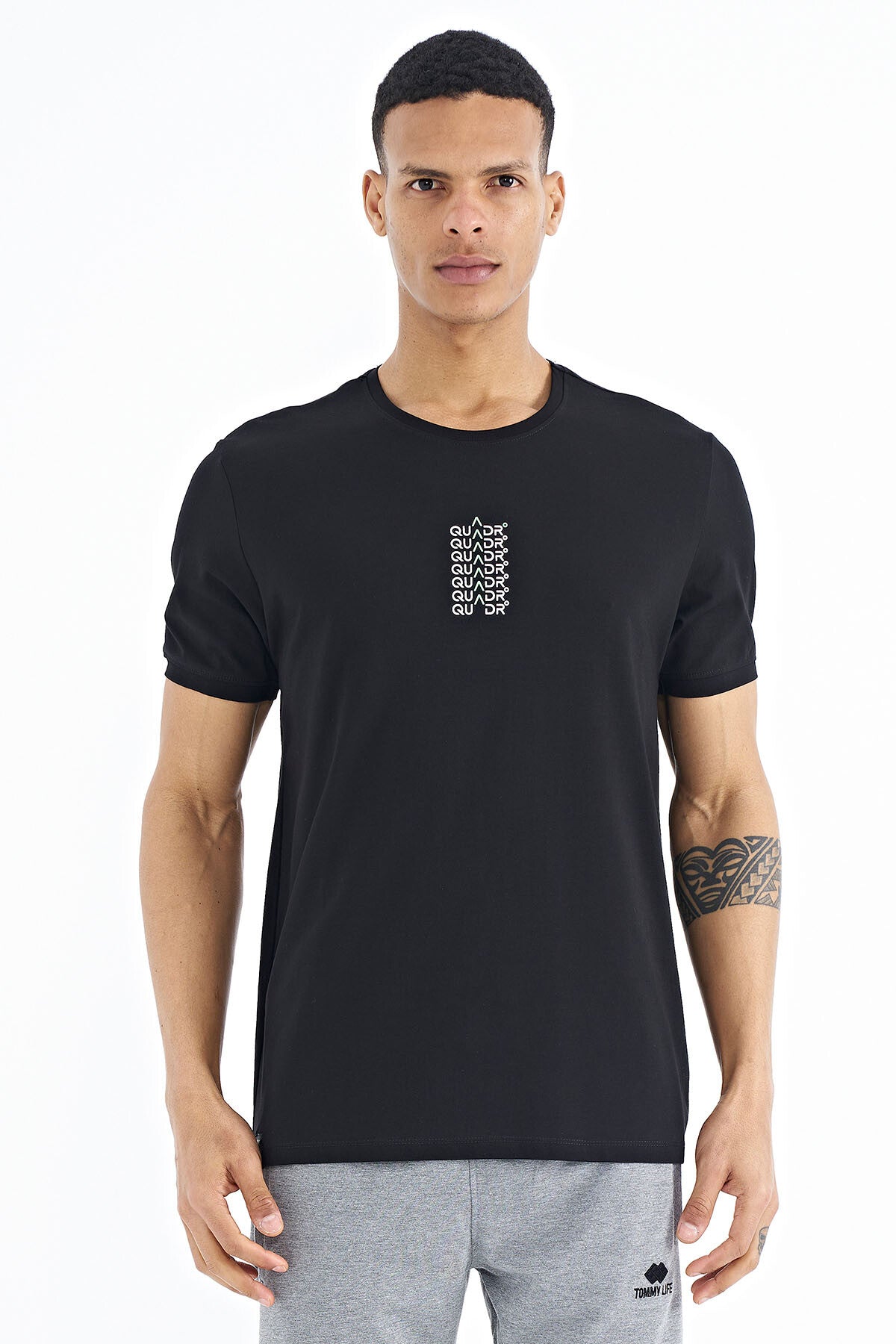 <tc>T-shirt pour homme à col rond, coupe standard, avec imprimé de texte - 88169</tc>