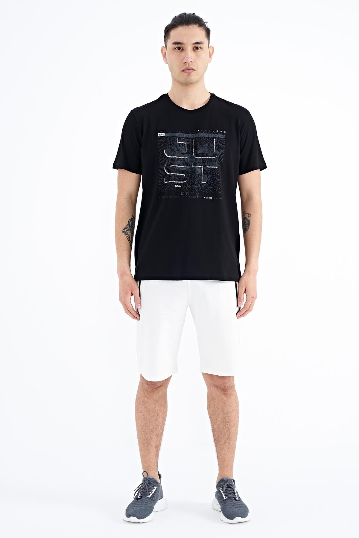 <tc>T-shirt pour homme à col rond, coupe standard, avec imprimé de texte - 88170</tc>