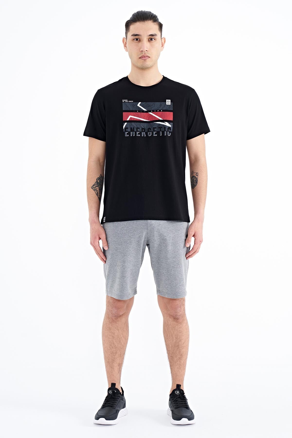 <tc>T-shirt pour homme à col rond, coupe standard, avec imprimé de texte - 88201</tc>