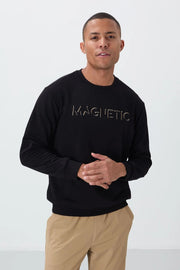 yazi nakişli o yaka rahat form erkek sweatshirt - 88020 - Justyol