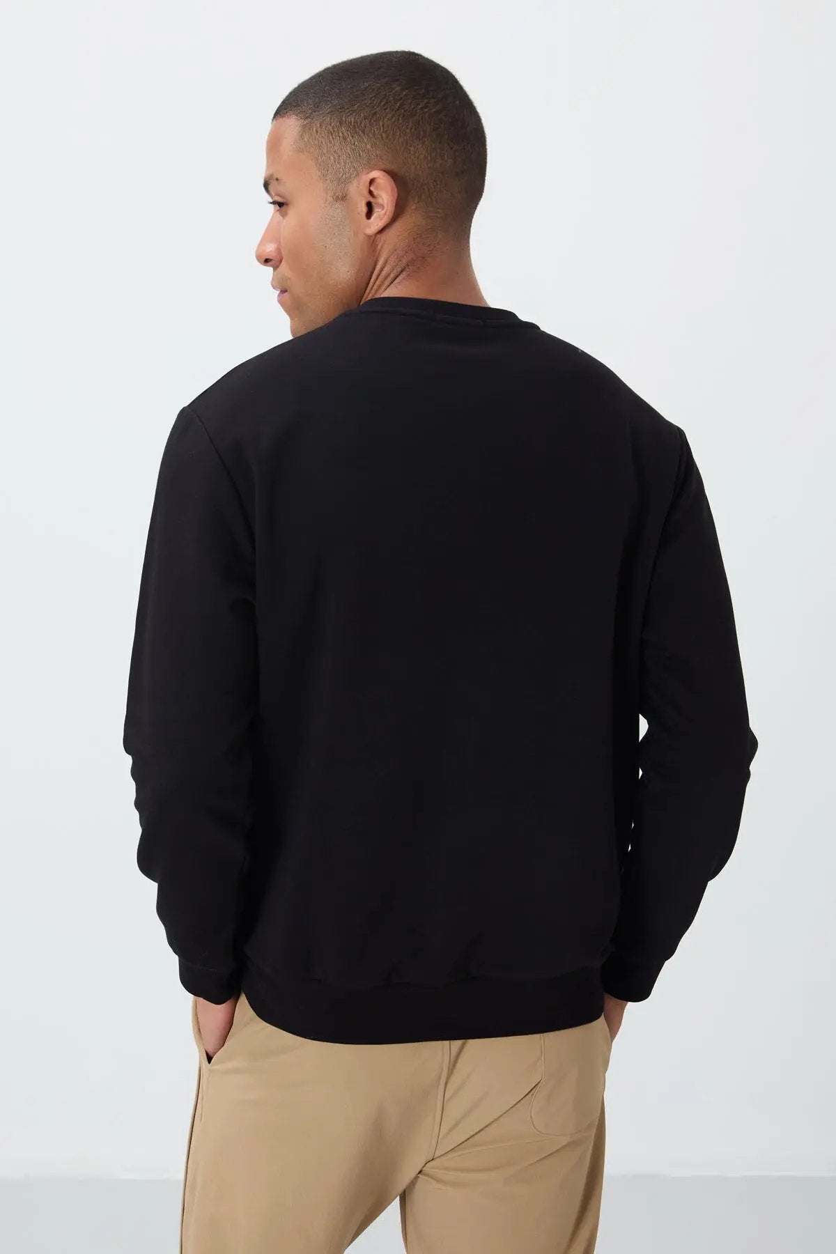 yazi nakişli o yaka rahat form erkek sweatshirt - 88020 - Justyol