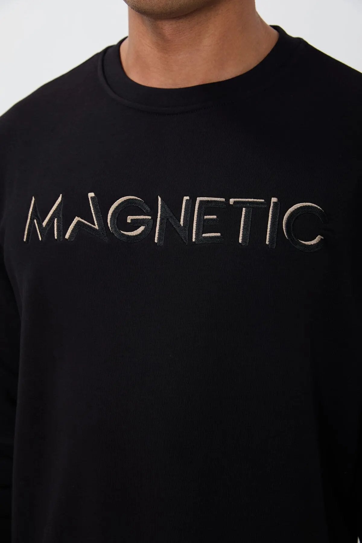 yazi nakişli o yaka rahat form erkek sweatshirt - 88020 - Justyol