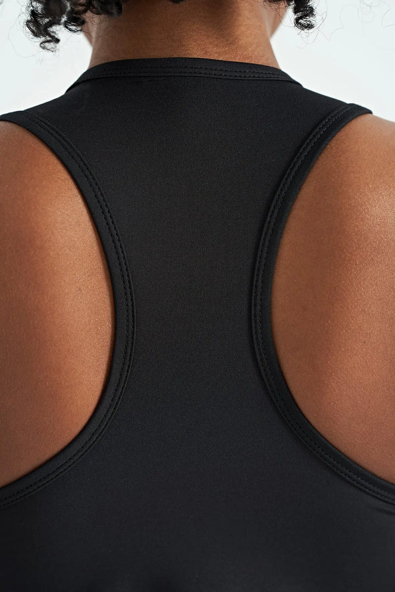 Débardeur de sport pour femme à col rond, sans manches, avec détails fente - 97256