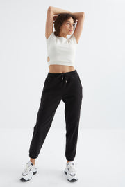 yüksek bel basic bağcikli jogger polar kadin eşofman alt - 94622 - Justyol