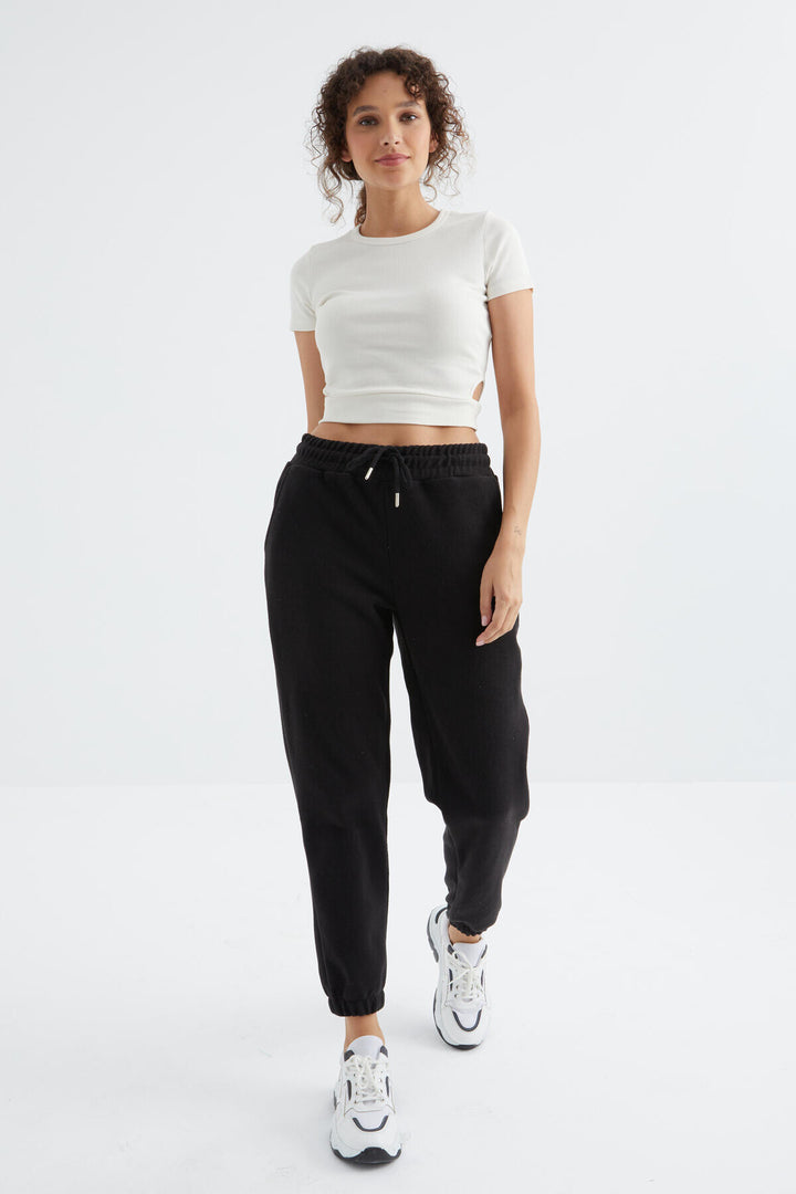 Pantalon Jogger Femme Taille Haute Basic en Polaire.