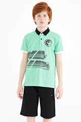 <tc>T-shirt garçon à col polo, coupe standard avec détails imprimés - 11094</tc>