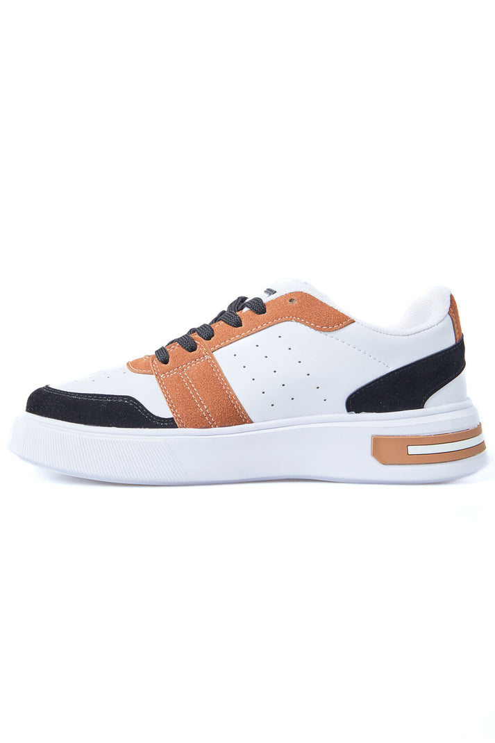 <tc>Basket sport pour homme à semelle haute, avec détails en daim, lacets et bloc de couleurs - 89119</tc>