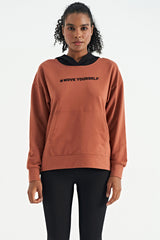 kadin kapüşonlu kanguru cep kadin oversize sweatshirt - 97161